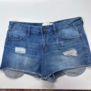 PIECES  (Euro Brand) CUT OFF DENIM SHORTS W/DECORATIVE INTERIOR POCKETS Sz MED